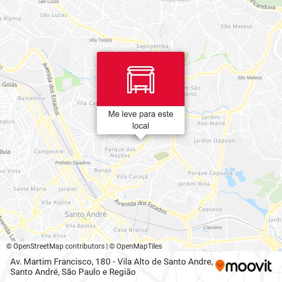 Av. Martim Francisco, 180 - Vila Alto de Santo Andre, Santo André mapa