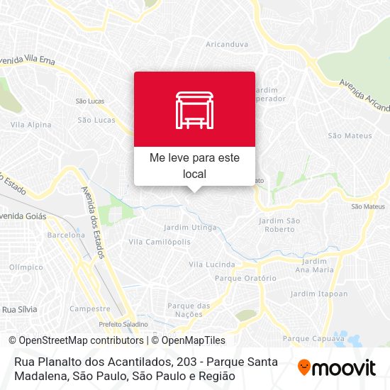 Rua Planalto dos Acantilados, 203 - Parque Santa Madalena, São Paulo mapa
