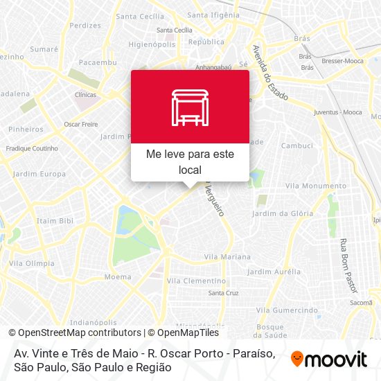 Av. Vinte e Três de Maio - R. Oscar Porto - Paraíso, São Paulo mapa
