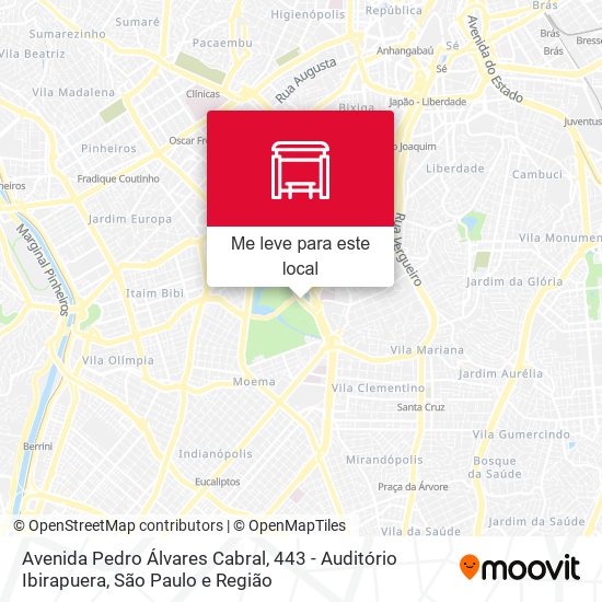 Avenida Pedro Álvares Cabral, 443 - Auditório Ibirapuera mapa