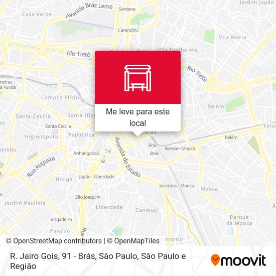 R. Jairo Gois, 91 - Brás, São Paulo mapa