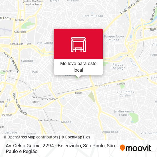 Av. Celso Garcia, 2294 - Belenzinho, São Paulo mapa
