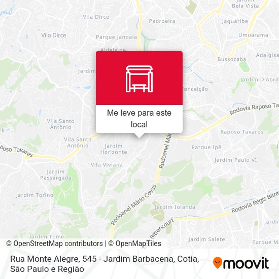 Rua Monte Alegre, 545 - Jardim Barbacena, Cotia mapa
