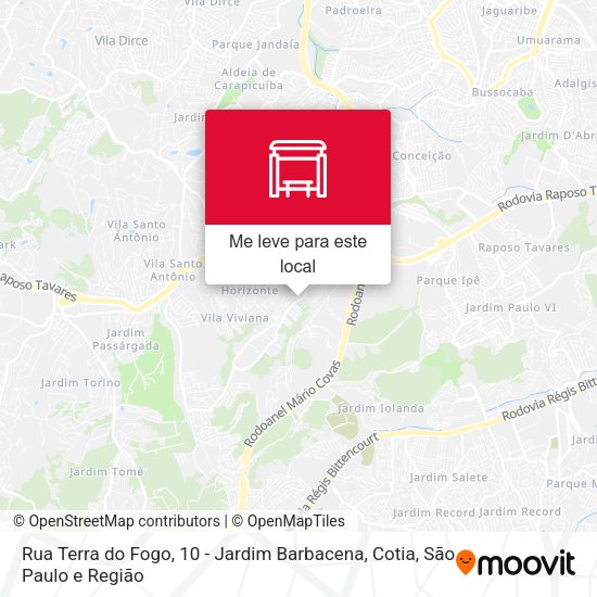 Rua Terra do Fogo, 10 - Jardim Barbacena, Cotia mapa
