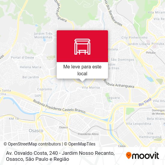 Av. Osvaldo Costa, 240 - Jardim Nosso Recanto, Osasco mapa