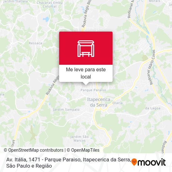 Av. Itália, 1471 - Parque Paraiso, Itapecerica da Serra mapa