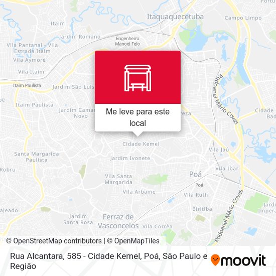 Rua Alcantara, 585 - Cidade Kemel, Poá mapa
