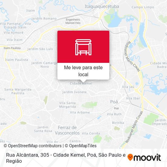 Rua Alcântara, 305 - Cidade Kemel, Poá mapa