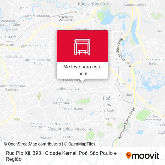 Rua Pio Xii, 393 - Cidade Kemel, Poá mapa