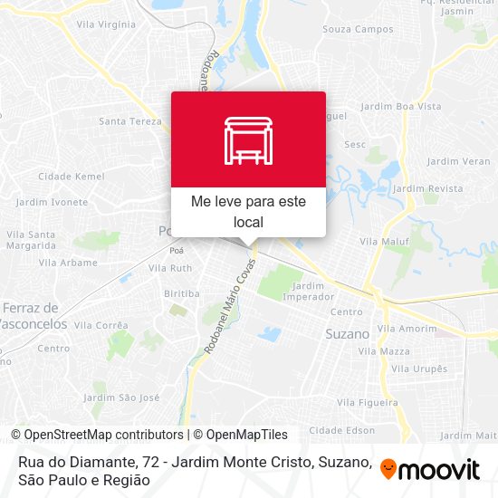 Rua do Diamante, 72 - Jardim Monte Cristo, Suzano mapa