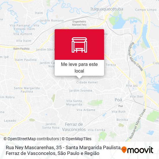 Rua Ney Mascarenhas, 35 - Santa Margarida Paulista, Ferraz de Vasconcelos mapa