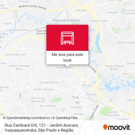 Rua Cambará Orli, 121 - Jardim Aracare, Itaquaquecetuba mapa