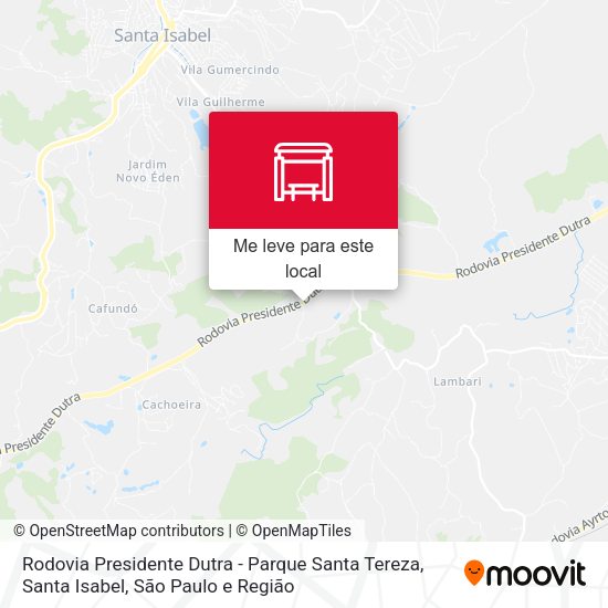 Rodovia Presidente Dutra - Parque Santa Tereza, Santa Isabel mapa
