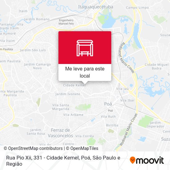 Rua Pio Xii, 331 - Cidade Kemel, Poá mapa