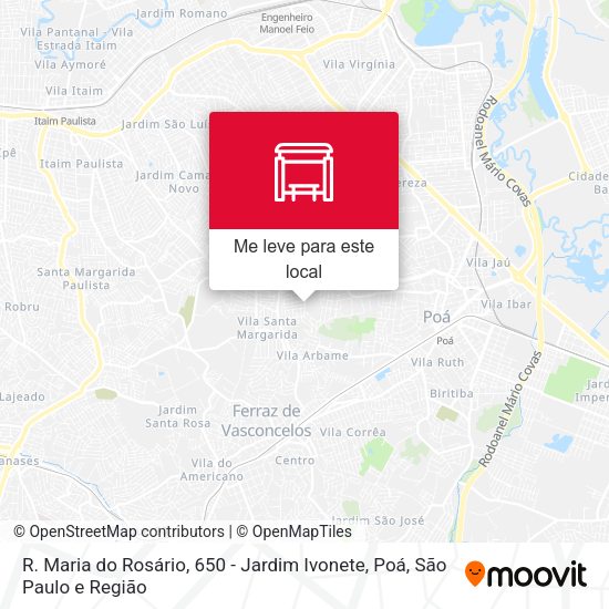 R. Maria do Rosário, 650 - Jardim Ivonete, Poá mapa