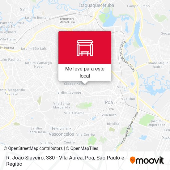 R. João Slaveiro, 380 - Vila Aurea, Poá mapa