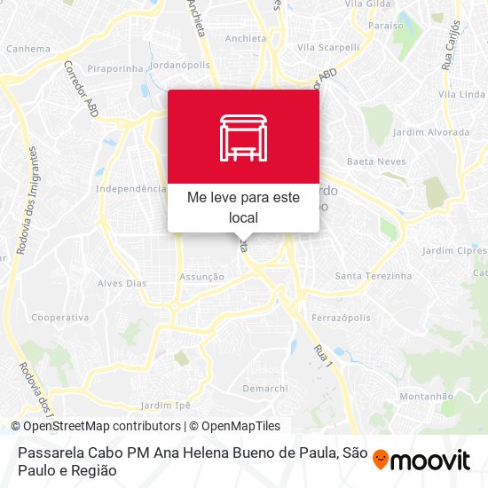 Passarela Cabo PM Ana Helena Bueno de Paula mapa