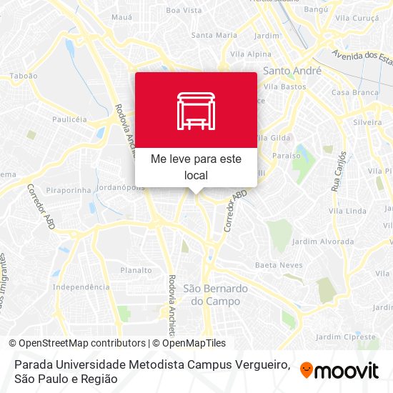Parada Universidade Metodista Campus Vergueiro mapa