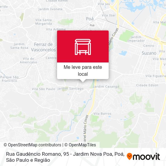 Rua Gaudêncio Romano, 95 - Jardim Nova Poa, Poá mapa
