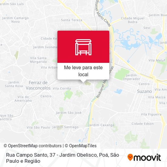 Rua Campo Santo, 37 - Jardim Obelisco, Poá mapa