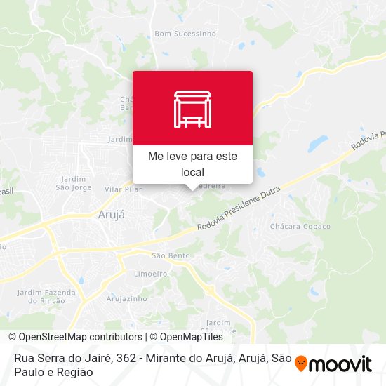 Rua Serra do Jairé, 362 - Mirante do Arujá, Arujá mapa