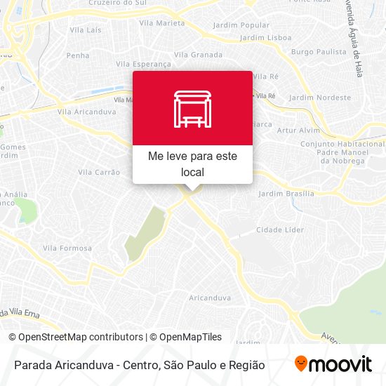 Parada Aricanduva - Centro mapa
