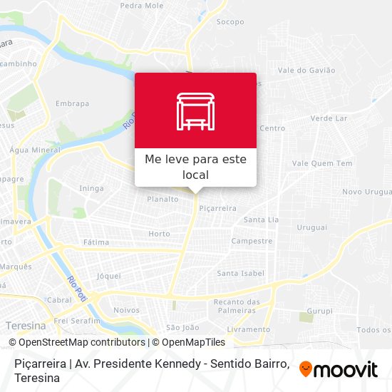 Piçarreira | Av. Presidente Kennedy - Sentido Bairro mapa