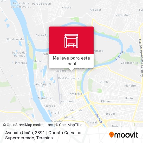 Avenida União, 2891 | Oposto Carvalho Supermercado mapa
