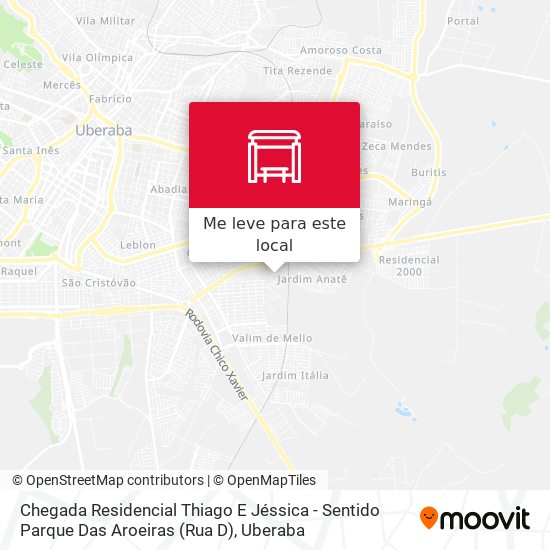 Chegada Residencial Thiago E Jéssica - Sentido Parque Das Aroeiras (Rua D) mapa