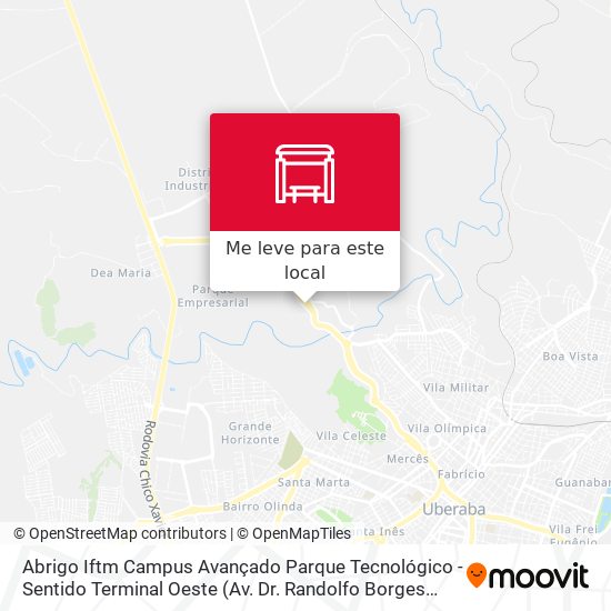 Abrigo Iftm Campus Avançado Parque Tecnológico - Sentido Terminal Oeste (Av. Dr. Randolfo Borges Júnior) mapa