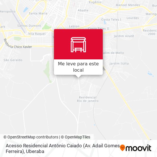 Acesso Residencial Antônio Caiado (Av. Adail Gomes Ferreira) mapa