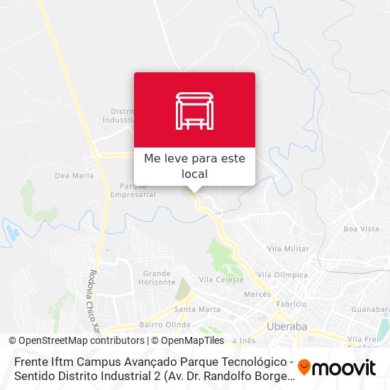 Frente Iftm Campus Avançado Parque Tecnológico - Sentido Distrito Industrial 2 (Av. Dr. Randolfo Borges Júnior) mapa