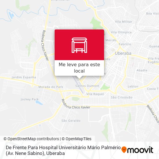 De Frente Para Hospital Universitário Mário Palmério (Av. Nene Sabino) mapa