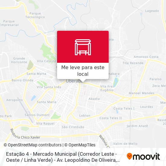 Estação 4 - Mercado Municipal (Corredor Leste - Oeste / Linha Verde) - Av. Leopoldino De Oliveira mapa
