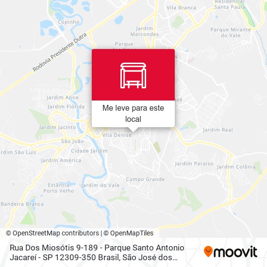 Rua Dos Miosótis 9-189 - Parque Santo Antonio Jacareí - SP 12309-350 Brasil mapa