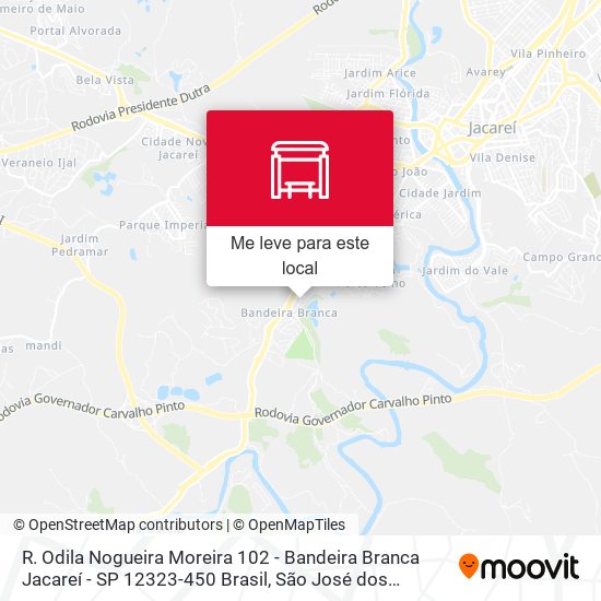 R. Odila Nogueira Moreira 102 - Bandeira Branca Jacareí - SP 12323-450 Brasil mapa