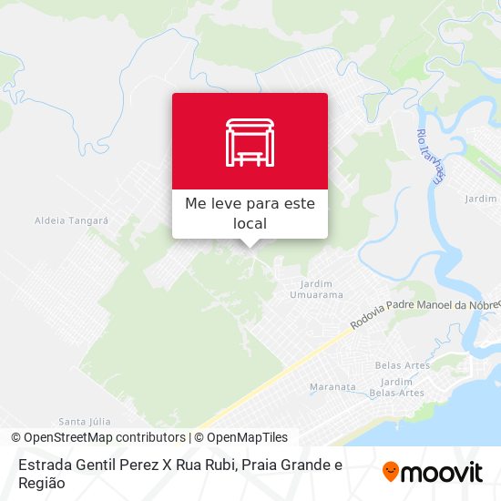 Estrada Gentil Perez X Rua Rubi mapa