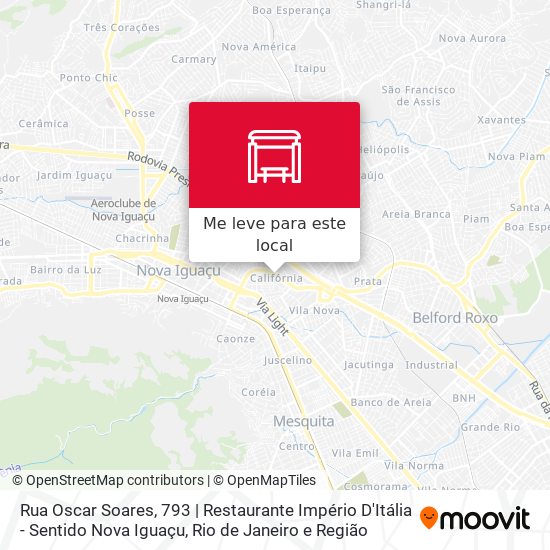 Rua Oscar Soares, 793 | Restaurante Império D'Itália - Sentido Nova Iguaçu mapa
