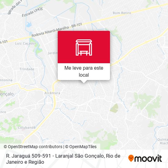 R. Jaraguá 509-591 - Laranjal São Gonçalo mapa