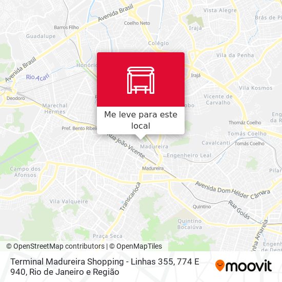 Terminal Madureira Shopping - Linhas 355, 774 E 940 mapa