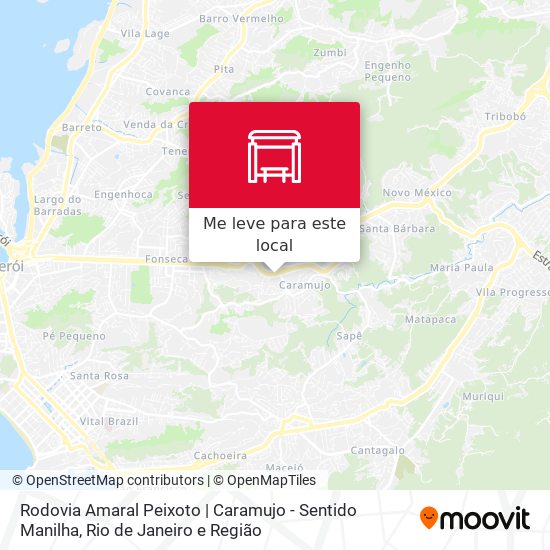 Rodovia Amaral Peixoto | Caramujo - Sentido Manilha mapa