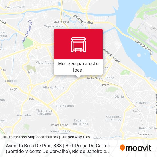 Avenida Brás De Pina, 838 | BRT Praça Do Carmo (Sentido Vicente De Carvalho) mapa