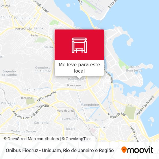 Ônibus Fiocruz - Unisuam mapa