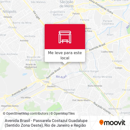 Avenida Brasil - Passarela Costazul Guadalupe (Sentido Zona Oeste) mapa