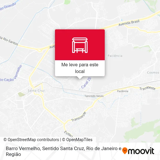 Barro Vermelho, Sentido Santa Cruz mapa