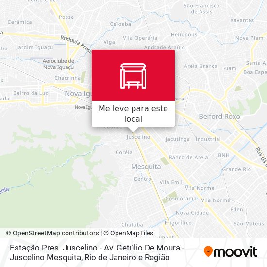 Estação Pres. Juscelino - Av. Getúlio De Moura - Juscelino Mesquita mapa