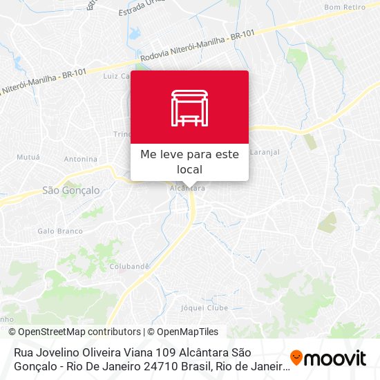 Rua Jovelino Oliveira Viana 109 Alcântara São Gonçalo - Rio De Janeiro 24710 Brasil mapa