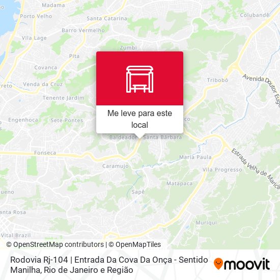 Rodovia Rj-104 | Entrada Da Cova Da Onça - Sentido Manilha mapa