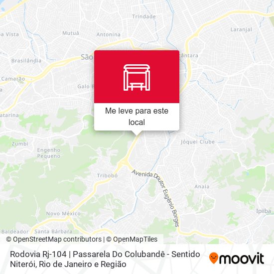 Rodovia Rj-104 | Passarela Do Colubandê - Sentido Niterói mapa