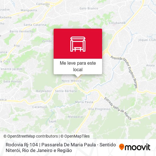 Rodovia Rj-104 | Passarela De Maria Paula - Sentido Niterói mapa